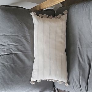 Serena and Lily cream and gray striped throw pillow with down insert